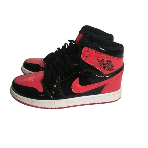 Nike Other - Nike Men's Air Jordan 1 Retro High OG Patent Bred 555088-063 Sneakers Red Sz 7
